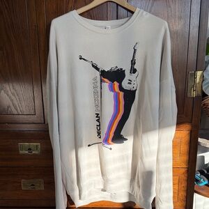 Declan McKenna Cream Crewneck Sweatshirt with Multicolor Guitar Graphic